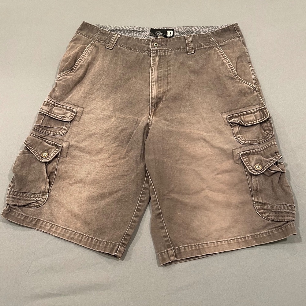 OP Ocean Pacific Mens Cargo Shorts 34 Faded Charcoal Brown Y2K Skater Gorpcore